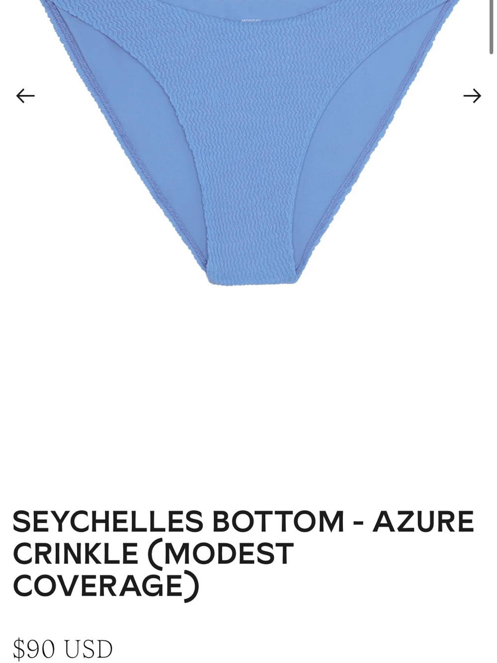 Monday Swimwear Light Blue Textured Triangle Bikini Set 

Azure crinkle - Picture 2 of 3